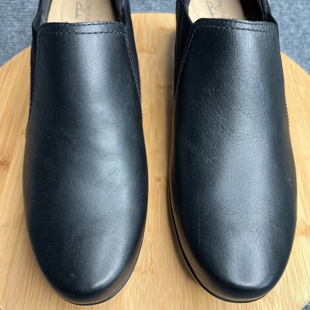 Clarks Emily Amelia Slip On Pumps Womens 10 Black Leather Stretch Comfort Shoes